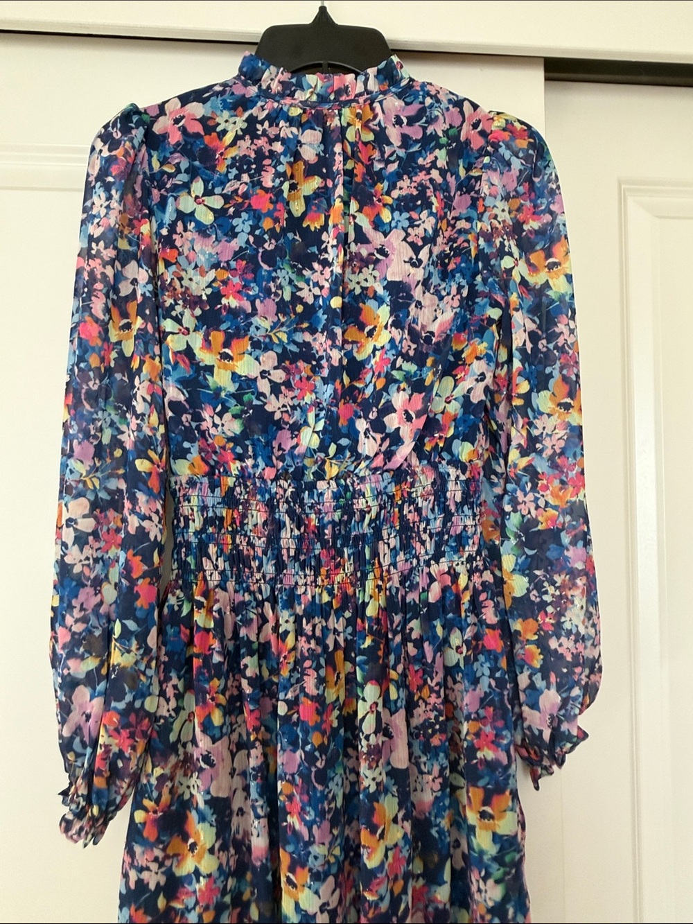 Eliza J Navy Floral watercolor Tie-Front Maxi Dress size 2 like new - Picture 7 of 8